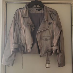 Silver short bomber jacket